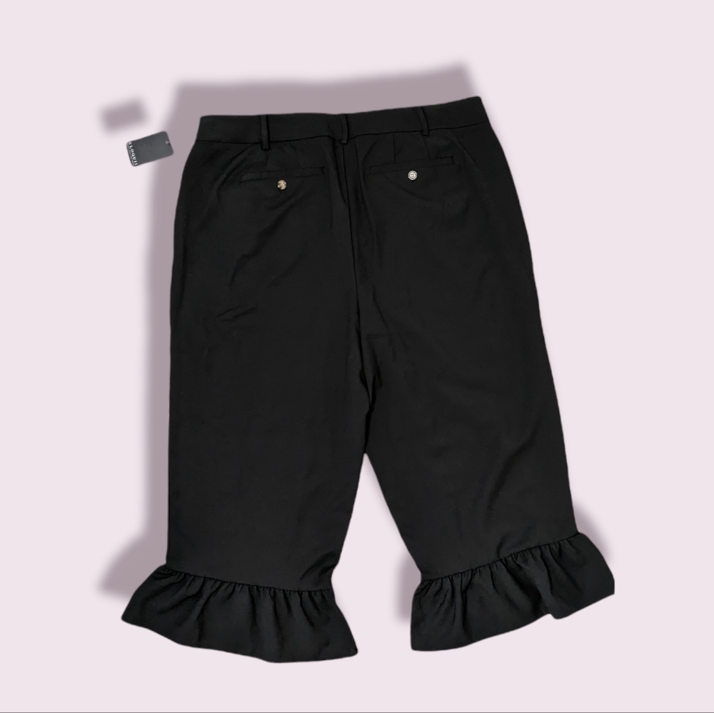 Eloquii Black Cropped Ruffle-Hem Pants - Picture 2 of 6